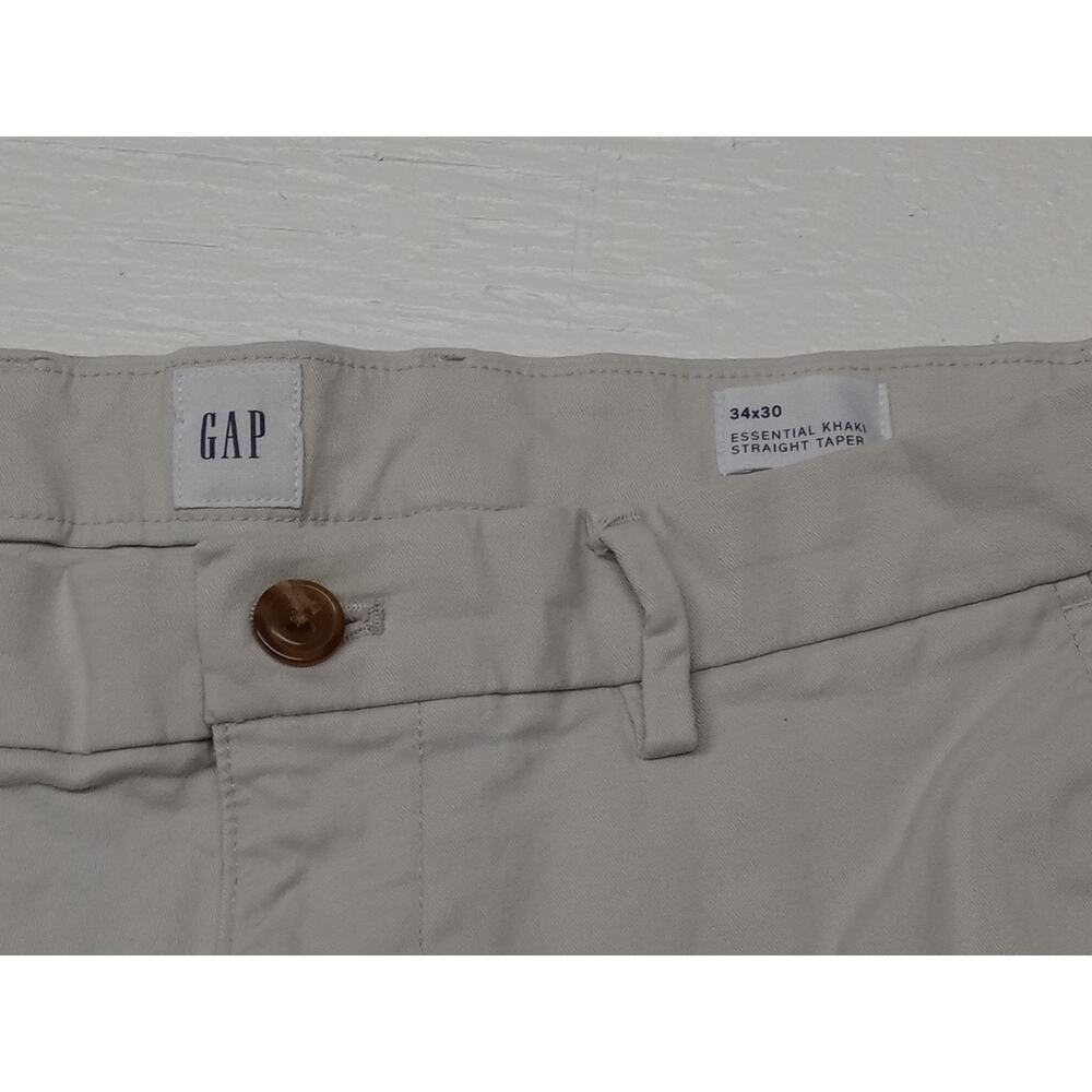Gap 34x30 Essential Men's Khaki Straight Taper Pants Good Condition Clothing - Picture 3 of 10